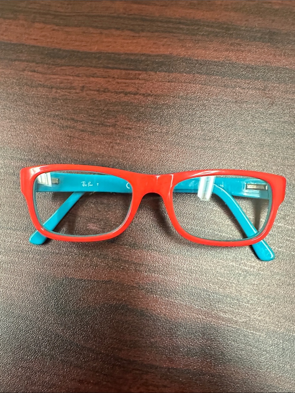 Ray-Ban Kids Two-Tone Red & Blue Rectangle Glasses